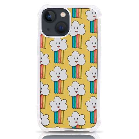 Smile Cloud Rainbow Pattern Yellow iPhone 13 mini TPU UV Print Case from ArtsNow.com Front