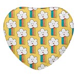 Smile Cloud Rainbow Pattern Yellow Heart Glass Fridge Magnet (4 pack)