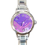Hand Drawn Abstract Organic Shapes Background Round Italian Charm Watch