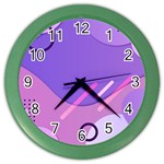 Hand Drawn Abstract Organic Shapes Background Color Wall Clock
