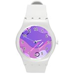 Hand Drawn Abstract Organic Shapes Background Round Plastic Sport Watch (M)