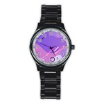 Hand Drawn Abstract Organic Shapes Background Stainless Steel Round Watch
