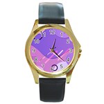 Colorful Labstract Wallpaper Theme Round Gold Metal Watch