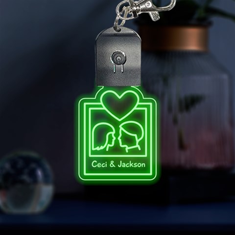 Couple Photo Graphic LED Key Chain from ArtsNow.com Front