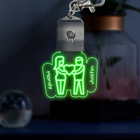 Couple Hold Heart Graphic LED Key Chain from ArtsNow.com Front