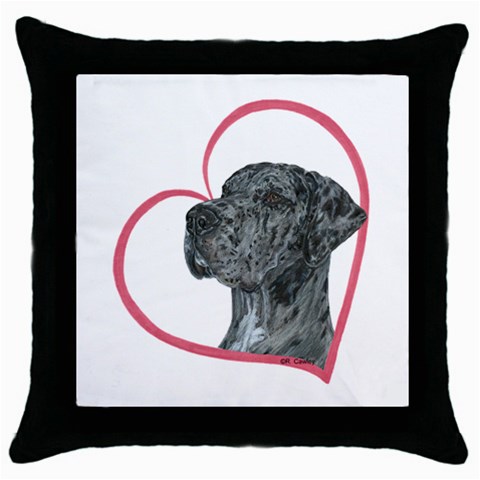 NMrl Heartline Throw Pillow Case (Black) from ArtsNow.com Front
