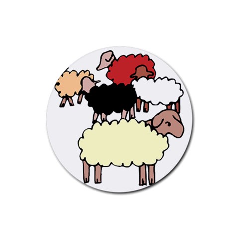 Sheep Rubber Round Coaster (4 pack) from ArtsNow.com Front