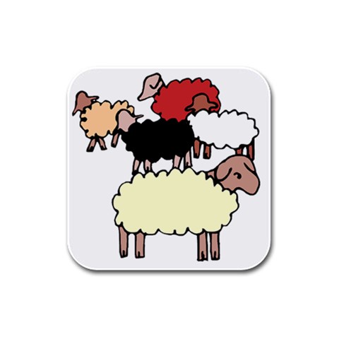 Sheep Rubber Square Coaster (4 pack) from ArtsNow.com Front