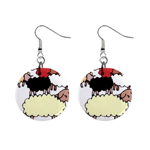 Sheep 1  Button Earrings from ArtsNow.com Front