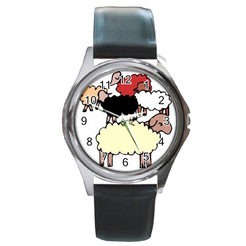 Sheep Round Metal Watch from ArtsNow.com Front
