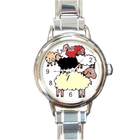 Sheep Round Italian Charm Watch from ArtsNow.com Front