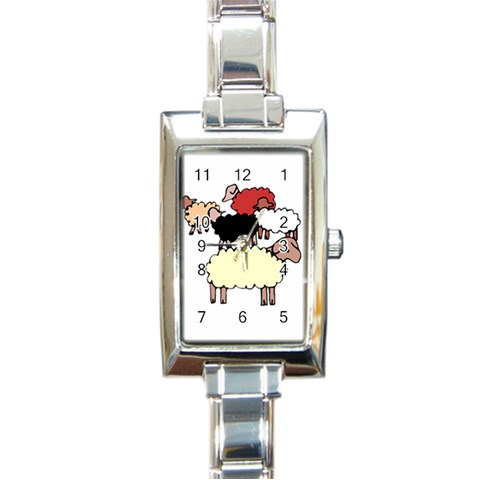 Sheep Rectangular Italian Charm Watch from ArtsNow.com Front