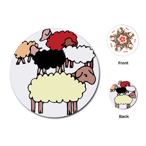 Sheep Playing Cards (Round) from ArtsNow.com Front