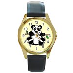 Panda 1 - Round Gold Metal Watch