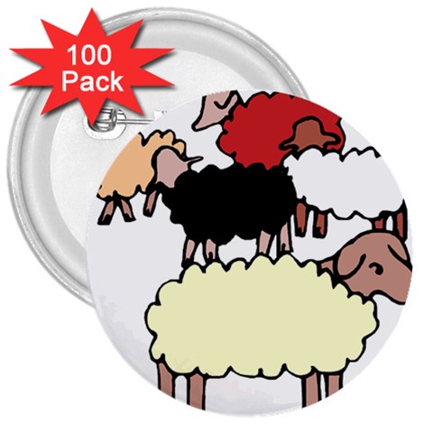 Sheep 3  Button (100 pack) from ArtsNow.com Front