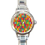 Abstract-background Round Italian Charm Watch