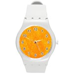 Background-yellow Round Plastic Sport Watch (M)