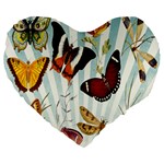 Butterfly-love Large 19  Premium Flano Heart Shape Cushions