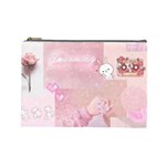 Pink Aesthetic, Clouds, Cute, Glitter, Hello Kitty, Pastel, Soft Cosmetic Bag (Large)