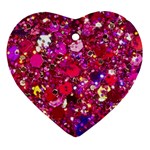 Pink Glitter, Cute, Girly, Glitter, Pink, Purple, Sparkle Heart Ornament (Two Sides)