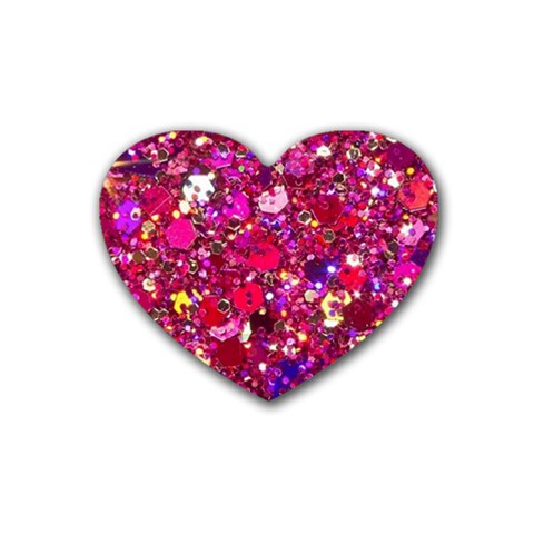 Pink Glitter, Cute, Girly, Glitter, Pink, Purple, Sparkle Rubber Coaster (Heart) from ArtsNow.com Front