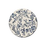 Blue Vintage Background, Blue Roses Patterns Rubber Coaster (Round)