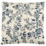 Blue Vintage Background, Blue Roses Patterns Large Premium Plush Fleece Cushion Case (One Side)