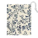 Blue Vintage Background, Blue Roses Patterns Drawstring Pouch (5XL)