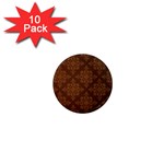 Brown Floral Pattern Floral Vintage Pattern, Brown Vintage 1  Mini Magnet (10 pack) 