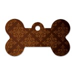 Brown Floral Pattern Floral Vintage Pattern, Brown Vintage Dog Tag Bone (Two Sides)