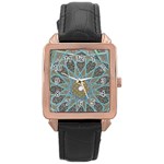 Tile, Geometry, Pattern, Points, Abstraction Rose Gold Leather Watch 