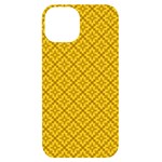 Yellow Floral Pattern Vintage Pattern, Yellow Background iPhone 14 Black UV Print Case