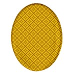 Yellow Floral Pattern Vintage Pattern, Yellow Background Oval Glass Fridge Magnet (4 pack)