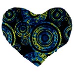 Authentic Aboriginal Art - Circles (Paisley Art) Large 19  Premium Flano Heart Shape Cushions