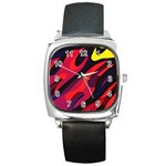 Abstract Fire Flames Grunge Art, Creative Square Metal Watch
