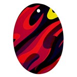 Abstract Fire Flames Grunge Art, Creative Oval Ornament (Two Sides)