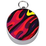 Abstract Fire Flames Grunge Art, Creative Silver Compasses
