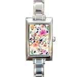 Abstract Floral Background Rectangle Italian Charm Watch