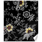 Black Background With Gray Flowers, Floral Black Texture Canvas 20  x 24 