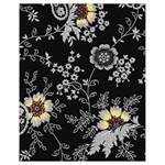 Black Background With Gray Flowers, Floral Black Texture Drawstring Bag (Small)