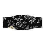 Black Background With Gray Flowers, Floral Black Texture Stretchable Headband