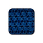 Blue Floral Pattern Floral Greek Ornaments Rubber Coaster (Square)