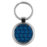Blue Floral Pattern Floral Greek Ornaments Key Chain (Round)