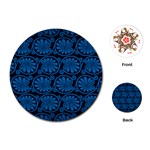 Blue Floral Pattern Floral Greek Ornaments Playing Cards Single Design (Round)