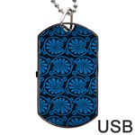 Blue Floral Pattern Floral Greek Ornaments Dog Tag USB Flash (One Side)