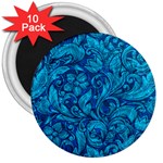Blue Floral Pattern Texture, Floral Ornaments Texture 3  Magnets (10 pack) 