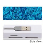 Blue Floral Pattern Texture, Floral Ornaments Texture Memory Card Reader (Stick)