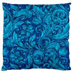 Blue Floral Pattern Texture, Floral Ornaments Texture Large Cushion Case (One Side)