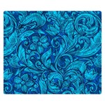 Blue Floral Pattern Texture, Floral Ornaments Texture Premium Plush Fleece Blanket (Small)