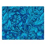 Blue Floral Pattern Texture, Floral Ornaments Texture Premium Plush Fleece Blanket (Large)